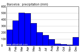 Barcelos, Amazonas Brazil Annual Precipitation Graph